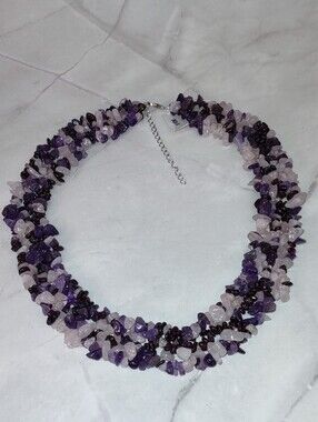 Artisan Crafted Amethyst/Rose Quartz/Garnet Necklace